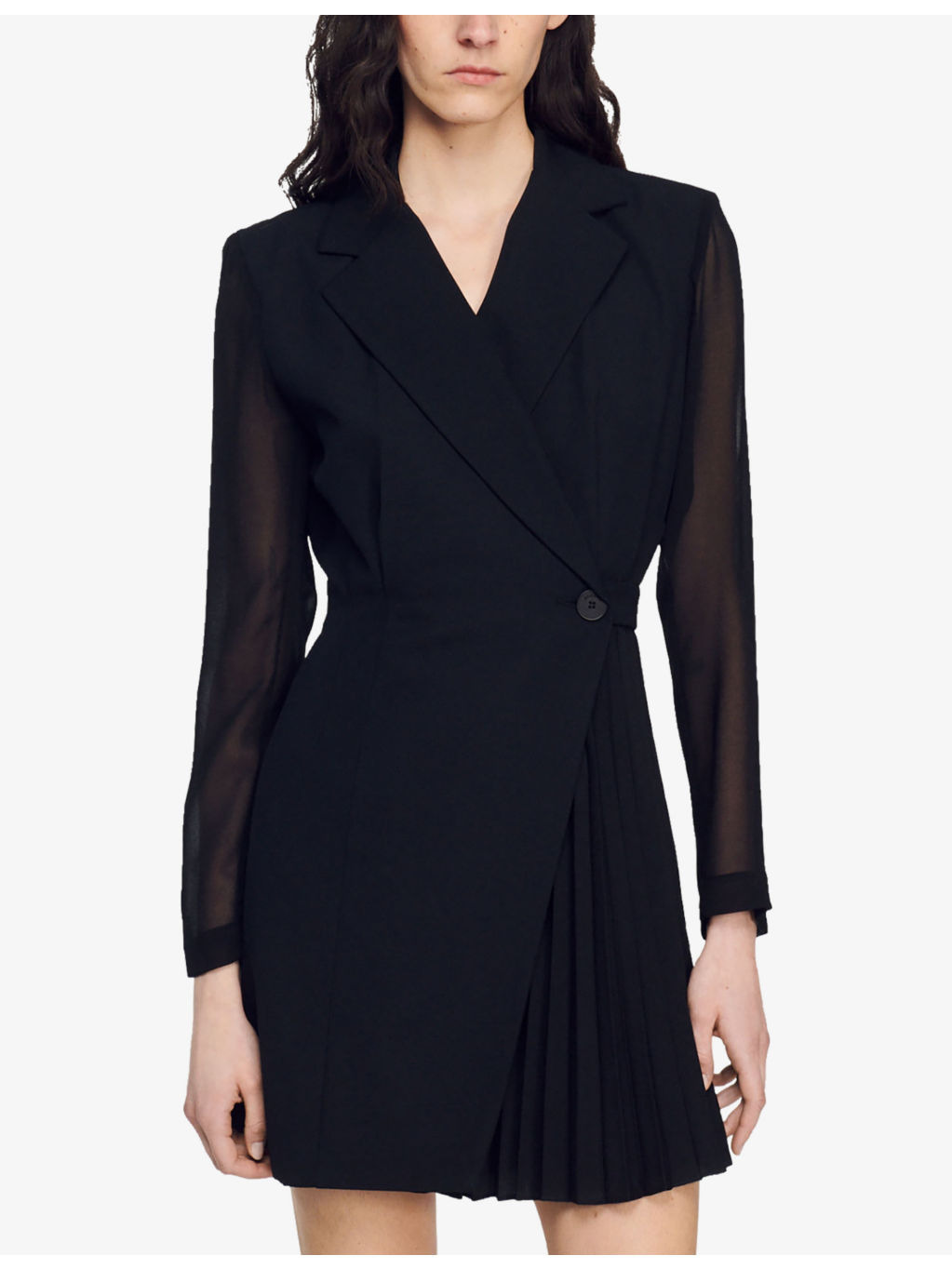 Wrap-over woven and wool-blend mini dress - 6