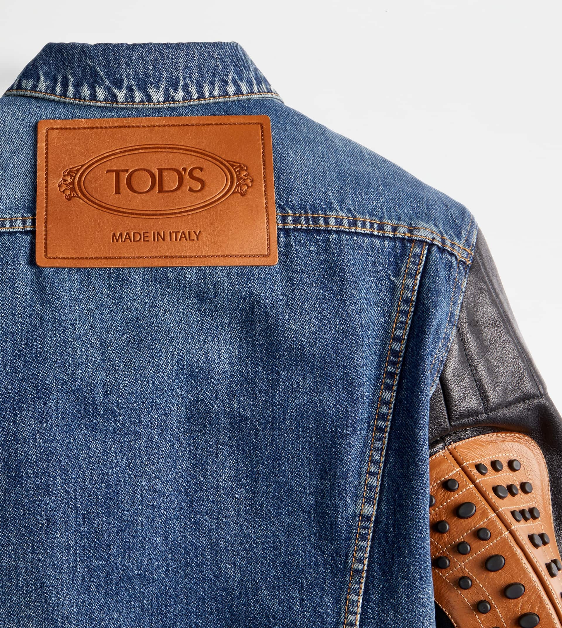 TOD'S BIKER IN DENIM AND LEATHER - BLUE - 6