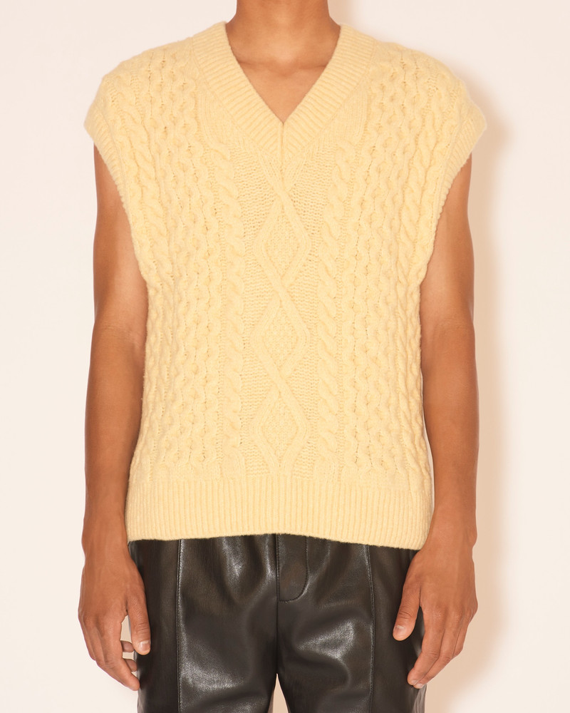 DOAN - Cable knit vest - Pale yellow 5