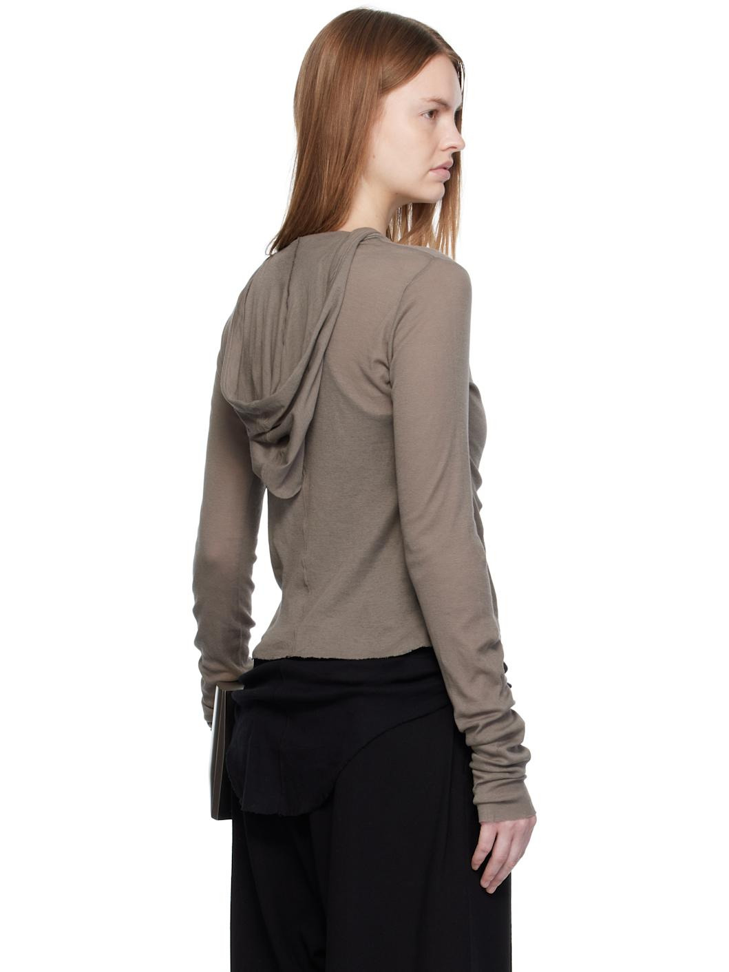 Gray Concordians Cropped Rib LS  Hoodie - 3