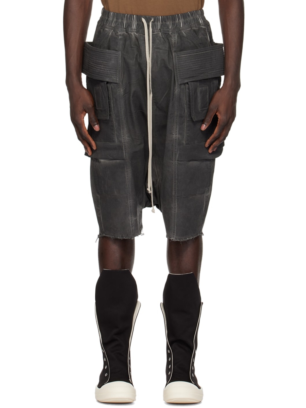 Gray Creatch Denim Shorts - 1
