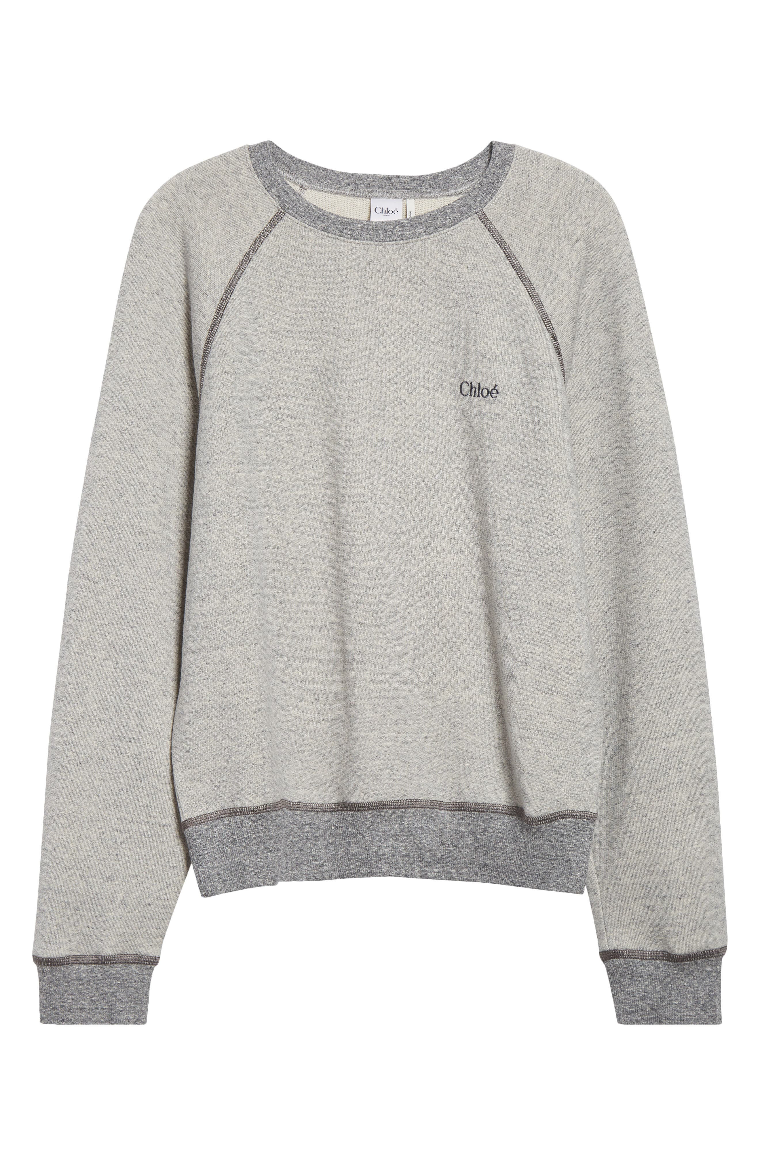 Chloé Logo Embroidered Fleece Sweatshirt in Vapor Grey at Nordstrom - 6