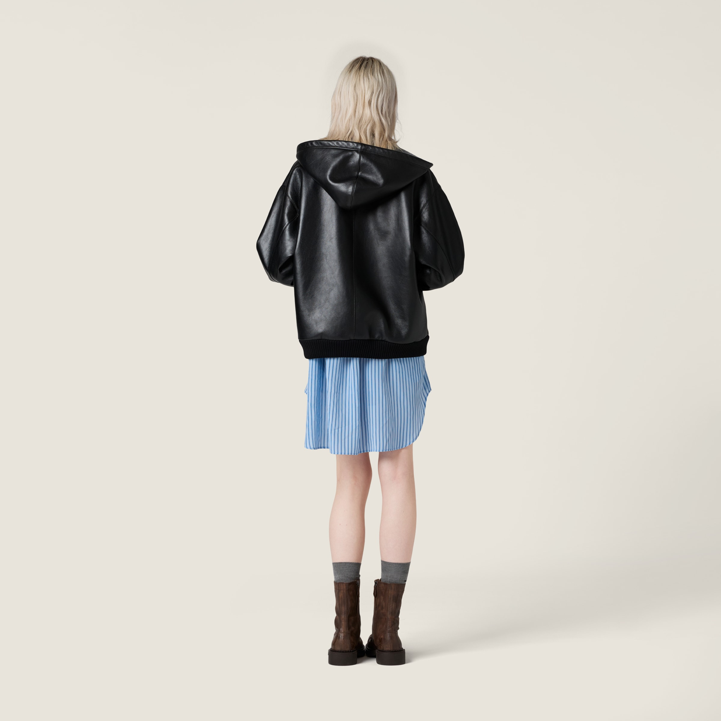 Nappa leather hoodie jacket - 3