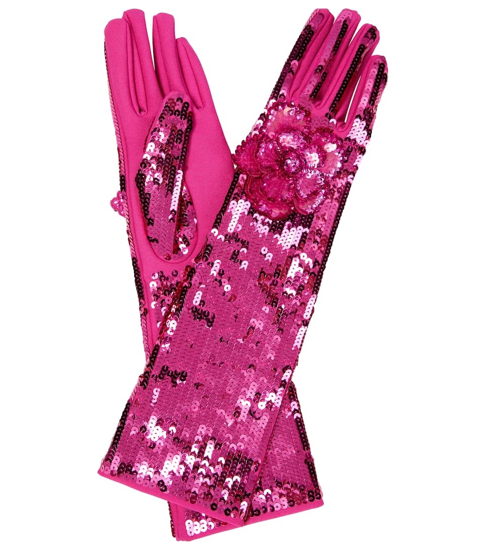 Floral sequined gloves - 1