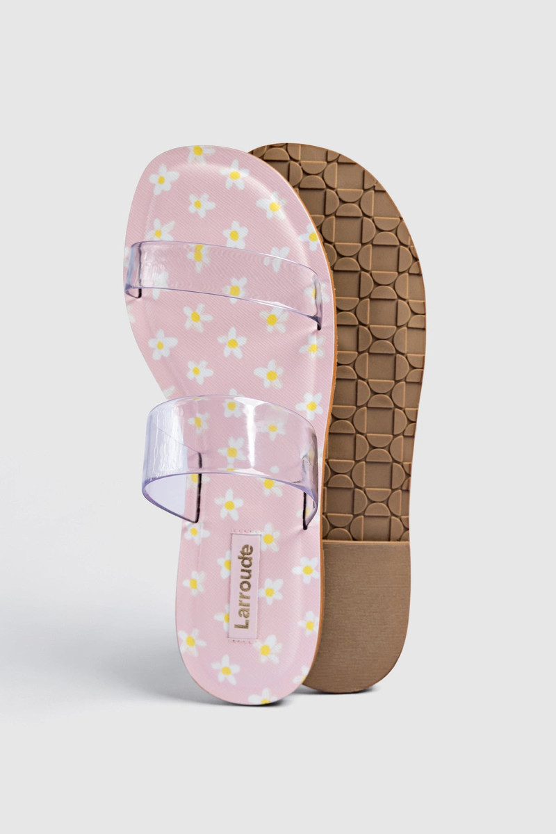 Larroudé Gabe Flat In Clear Vinyl and Pink Patent Leather outlook