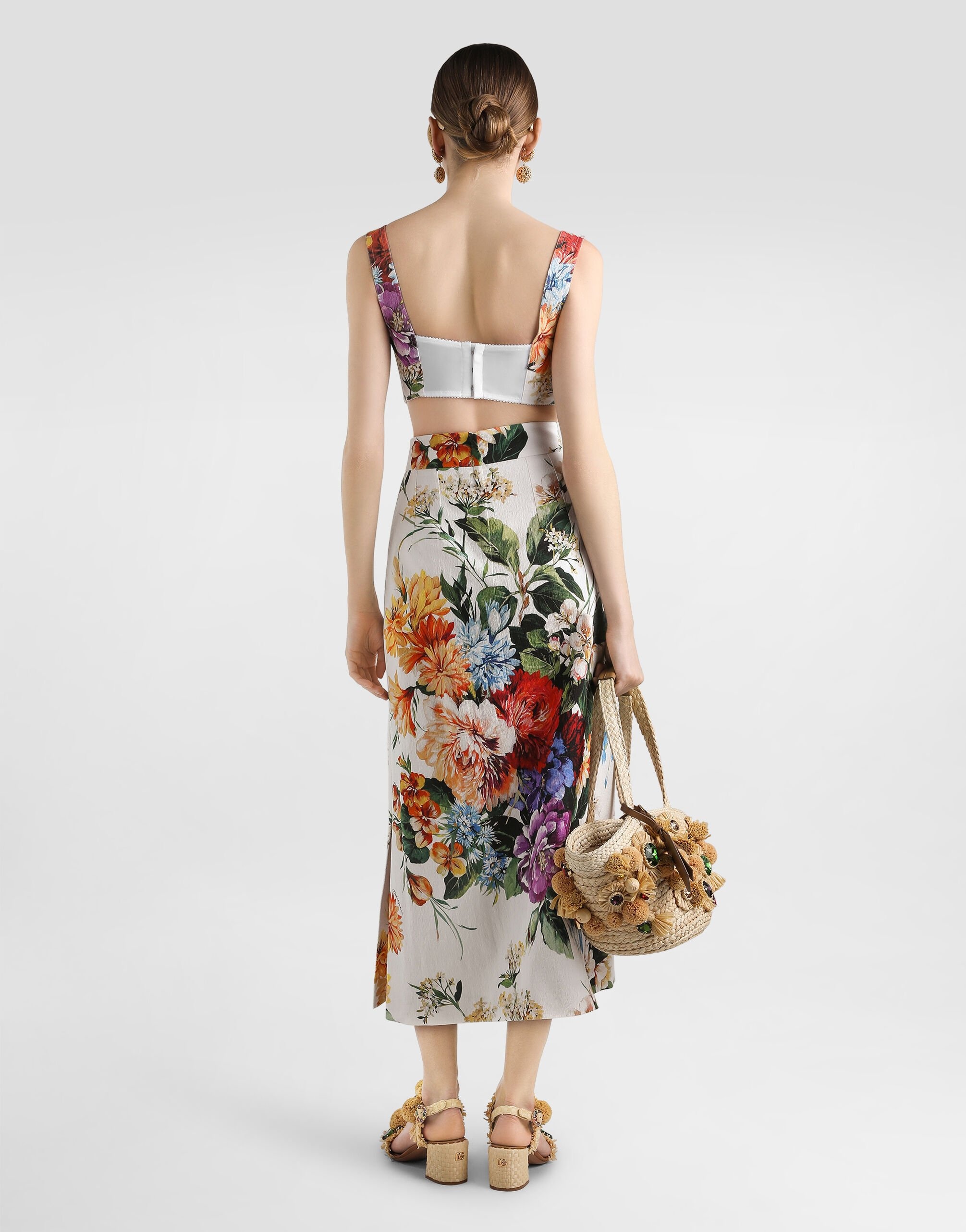 Flower bouquet-print skirt - 5