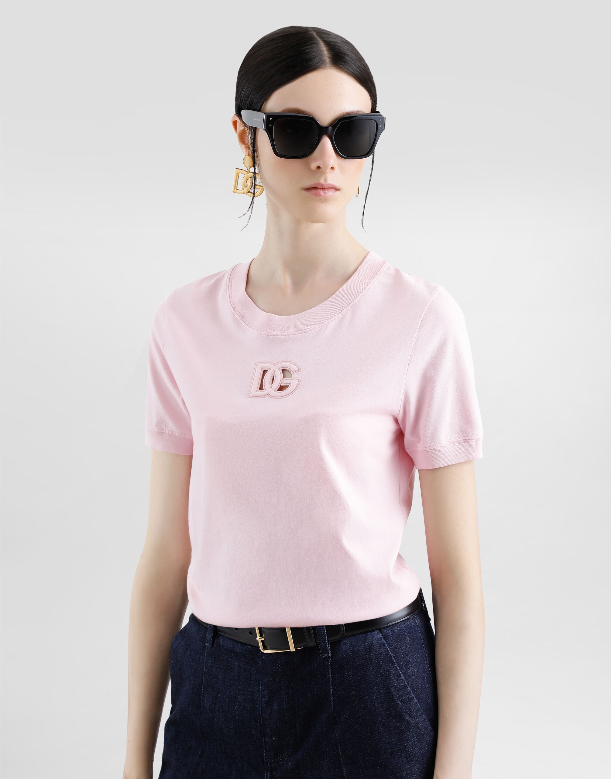 Jersey T-shirt with raised DG logo embroidery - 5