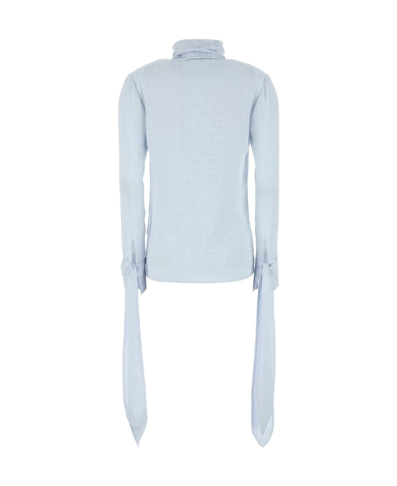 Pastel Light Blue Silk Blouse - 2