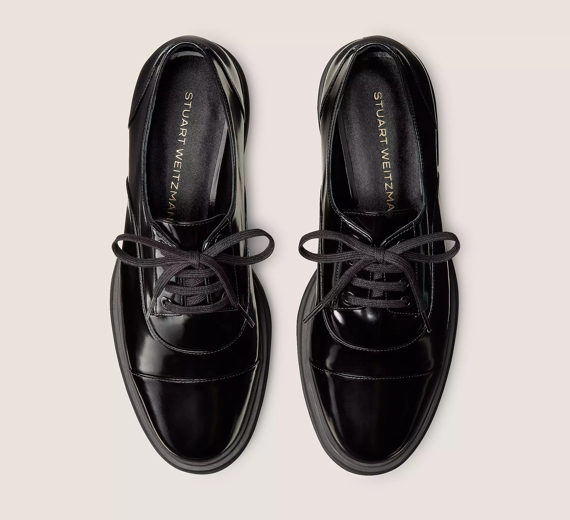 Stuart Weitzman patent-leather derby shoes - Black