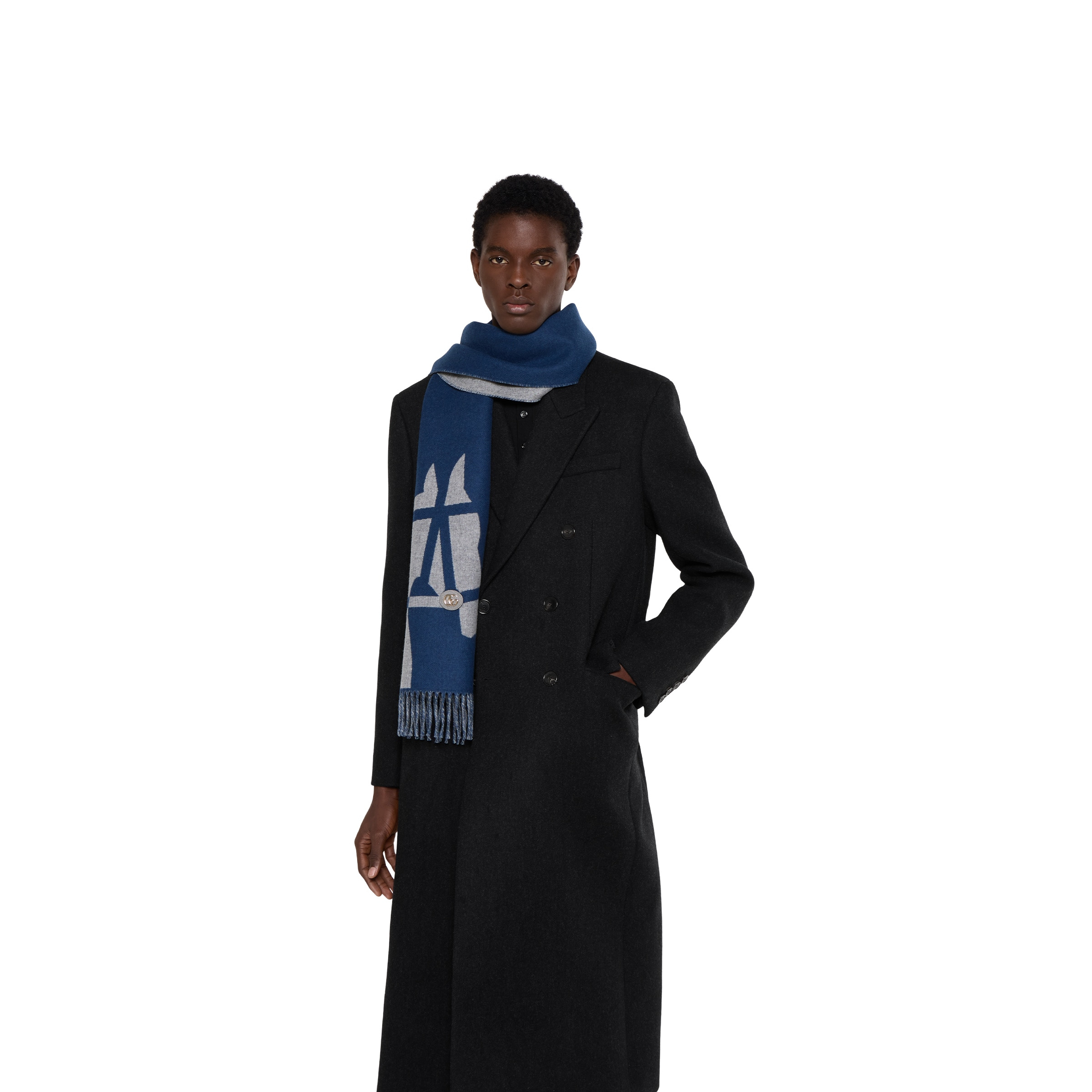 Wool scarf with jacquard motif - 3