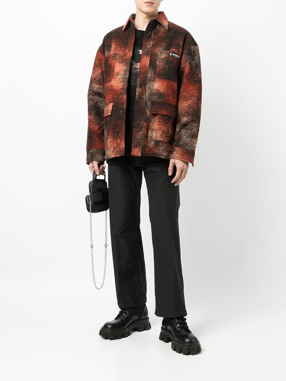 patterned logo-patch shirt - 2