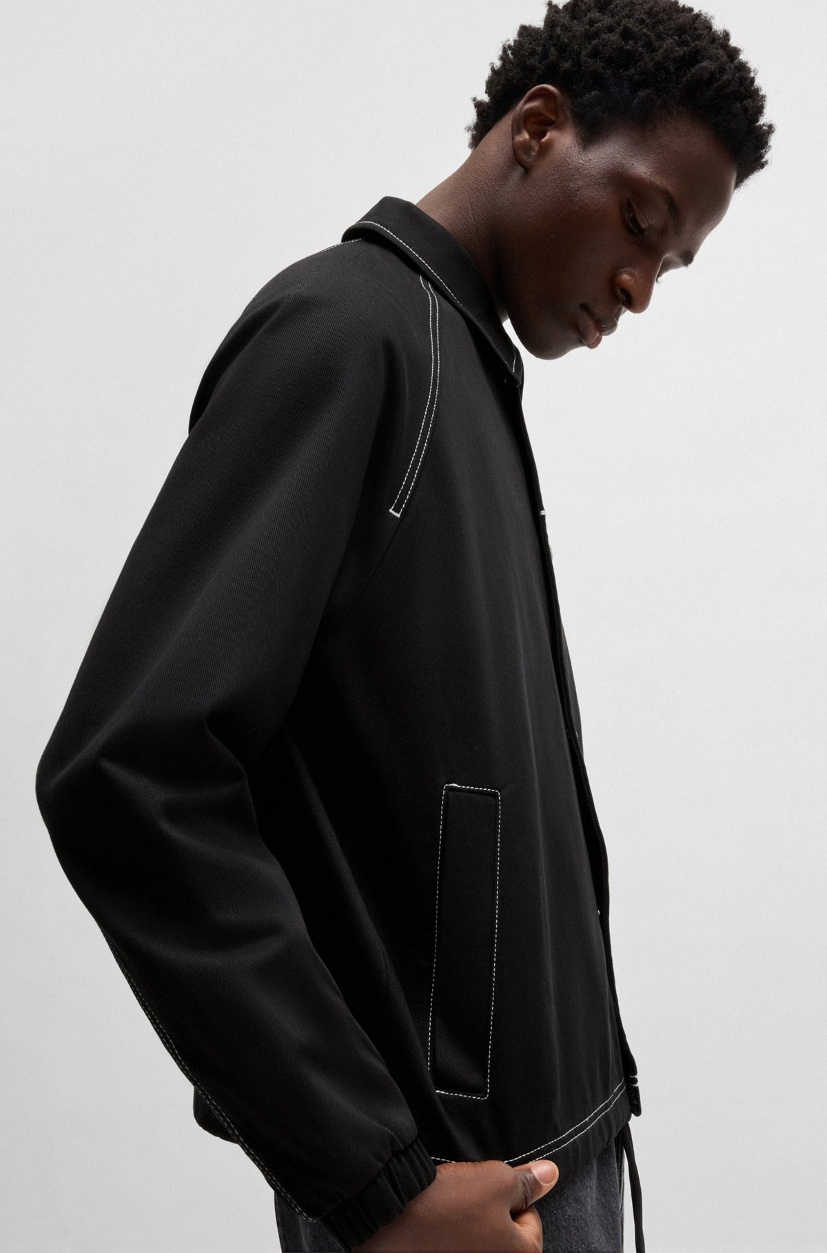 COTTON-TWILL JACKET WITH CHAIN-STITCH LOGO - 6