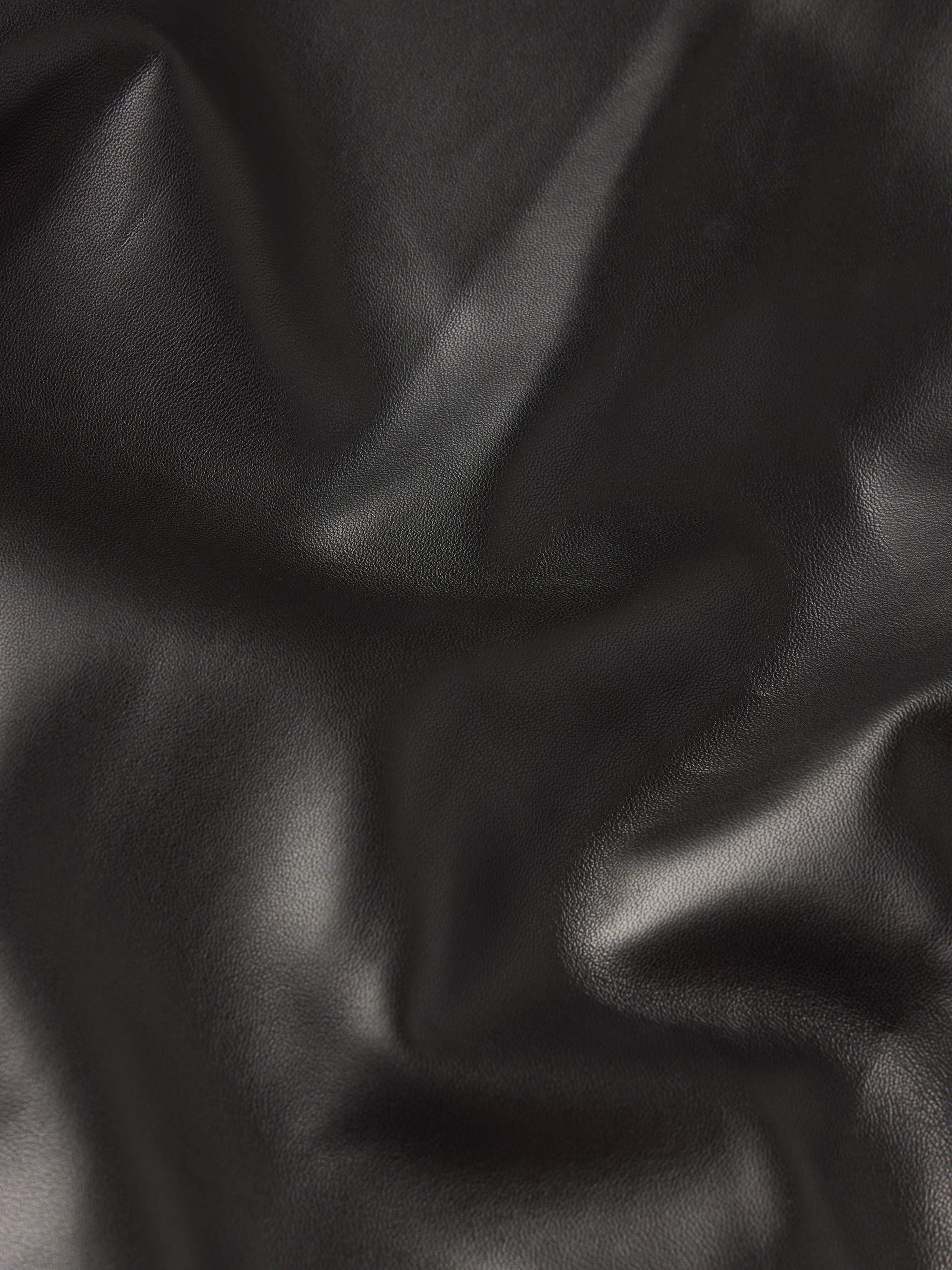 The Leather Zip Front Jacket in Black - 4