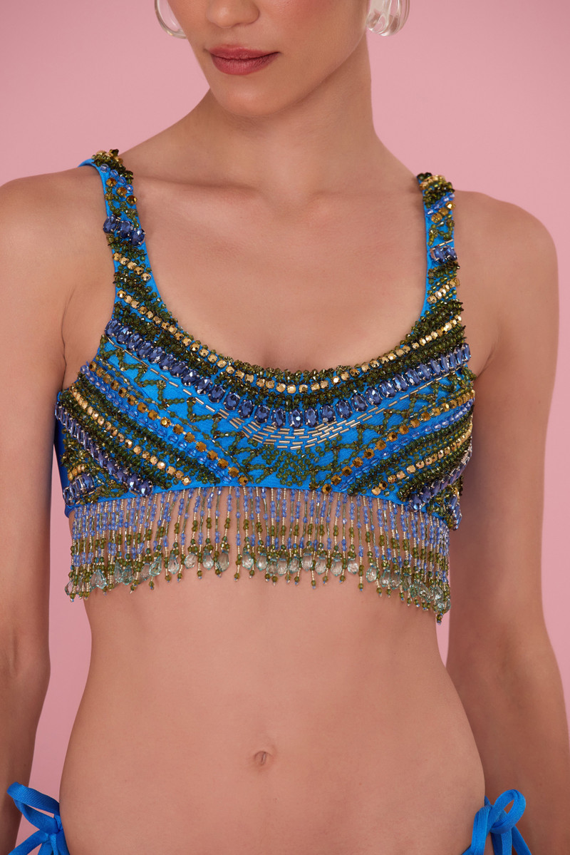 PatBO JERSEY 1958 BIKINI TOP BLUE outlook