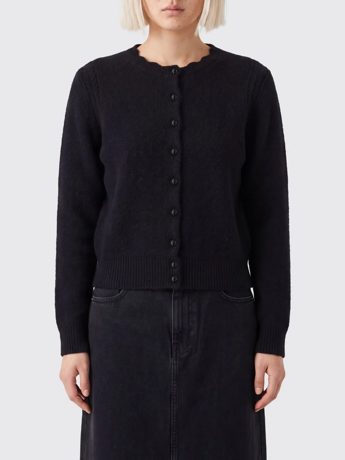 ISABEL MARANT ETOILE Alpaca-Wool Blend Crewneck Cardigan with Buttons - 1