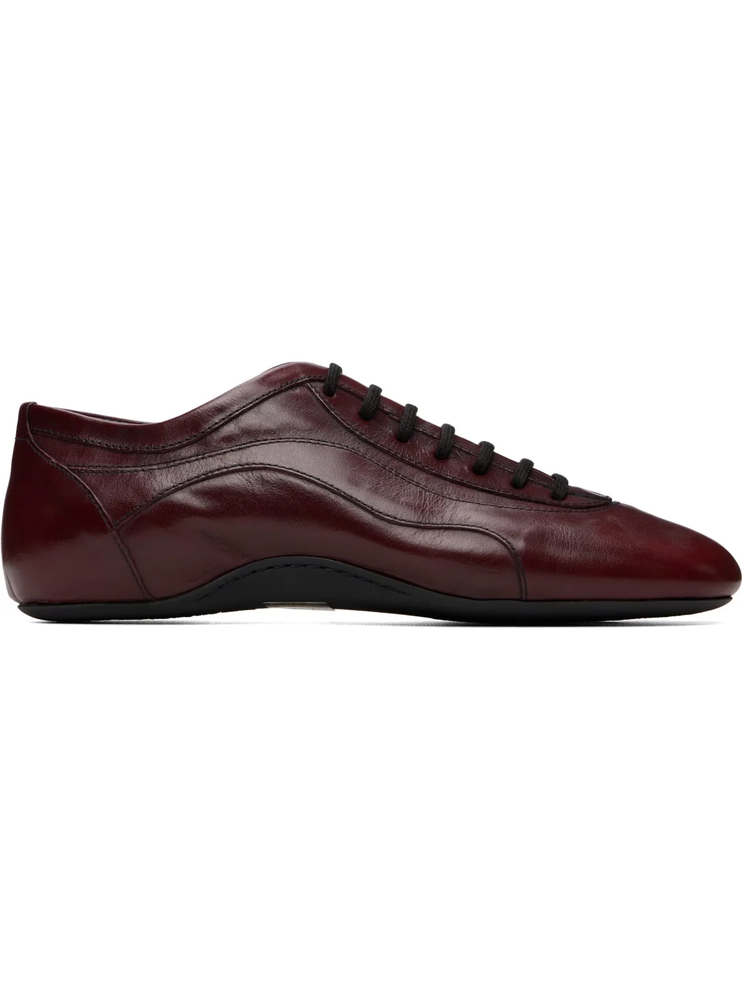 Burgundy Leather Ballerina Sneakers - 1