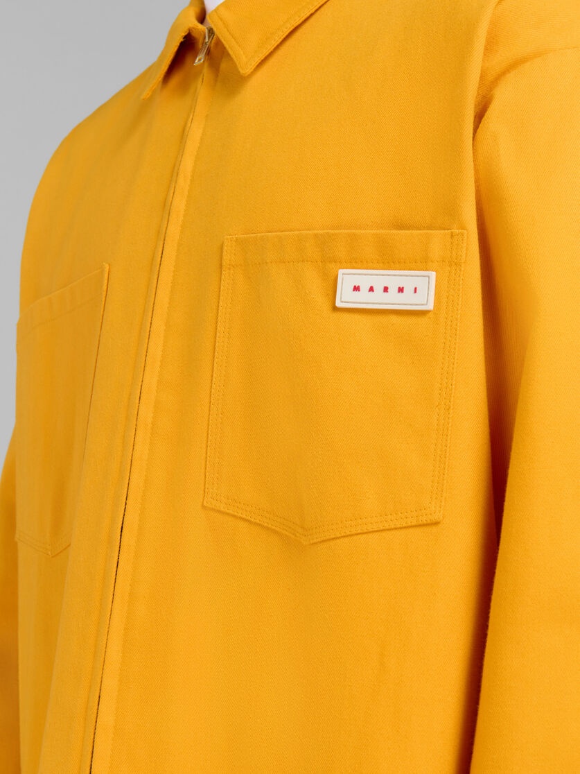 ORANGE GABARDINE ZIP-UP OVERSHIRT - 5
