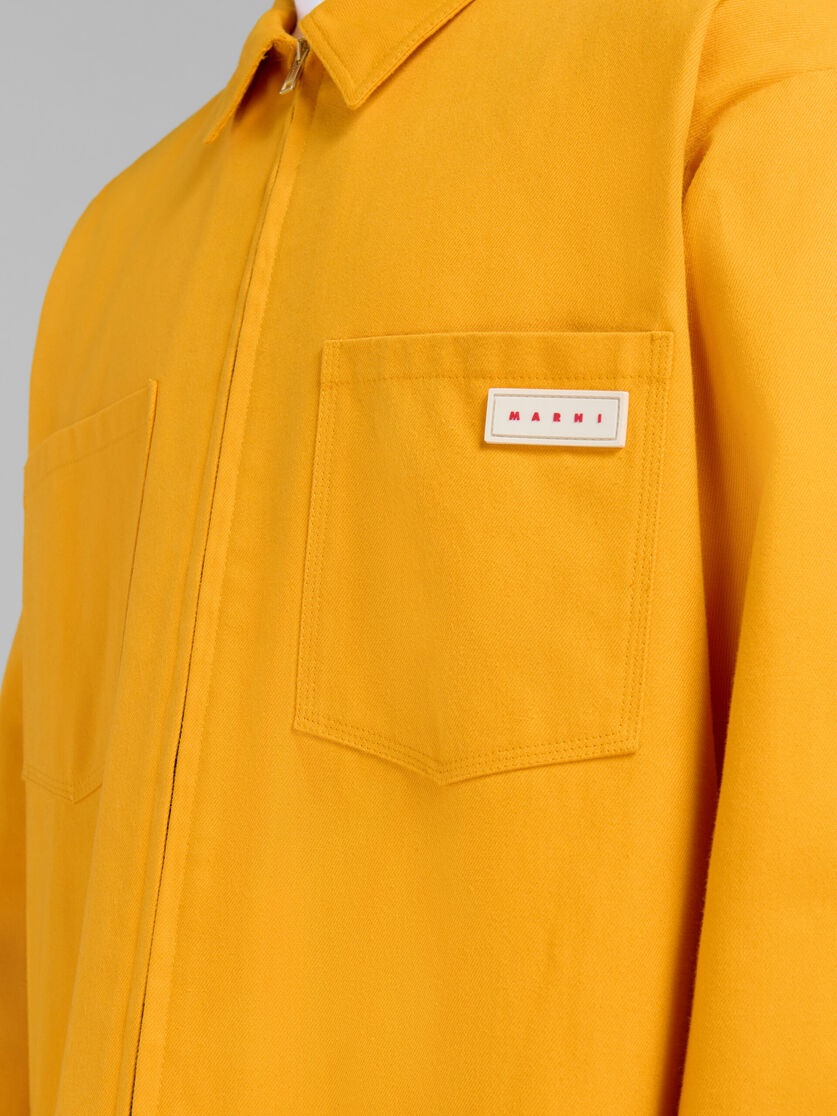 ORANGE GABARDINE ZIP-UP OVERSHIRT - 5