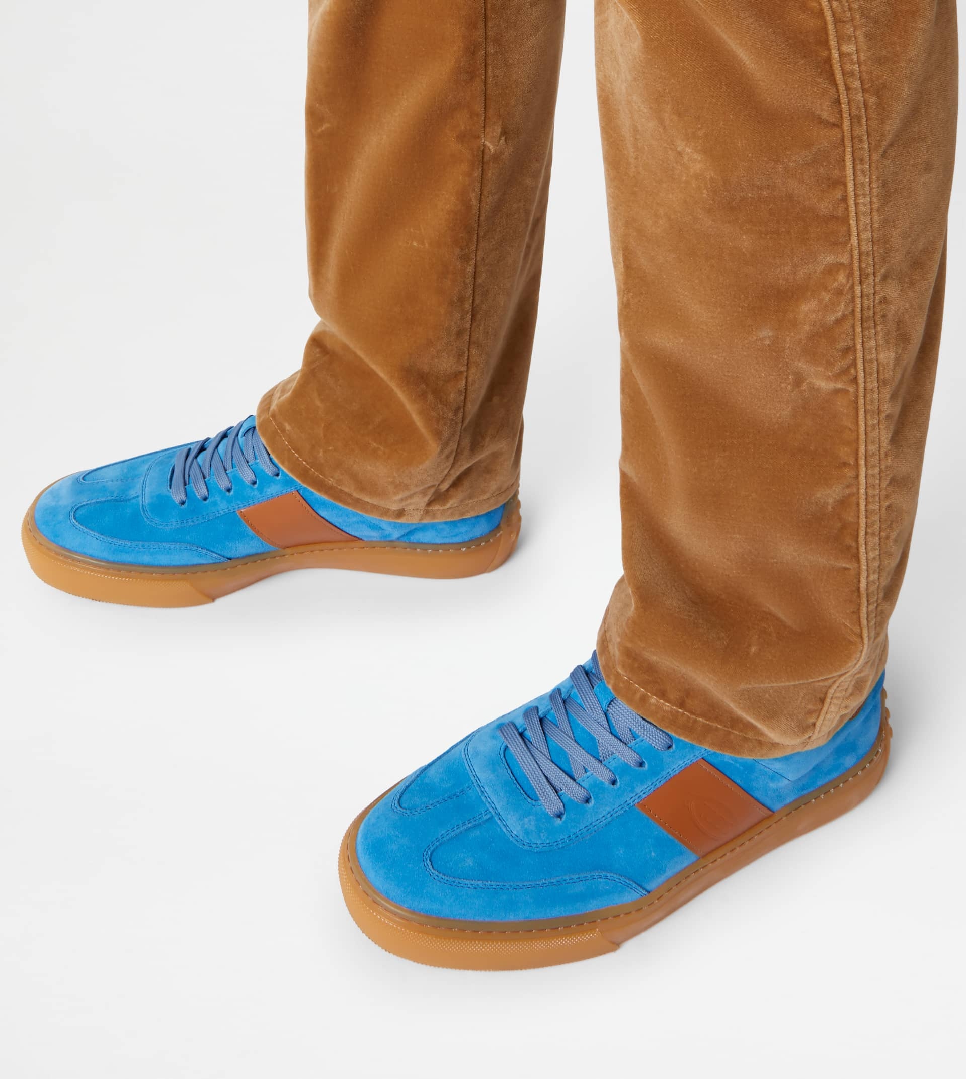 TOD'S SNEAKERS IN SUEDE - LIGHT BLUE, BROWN - 2