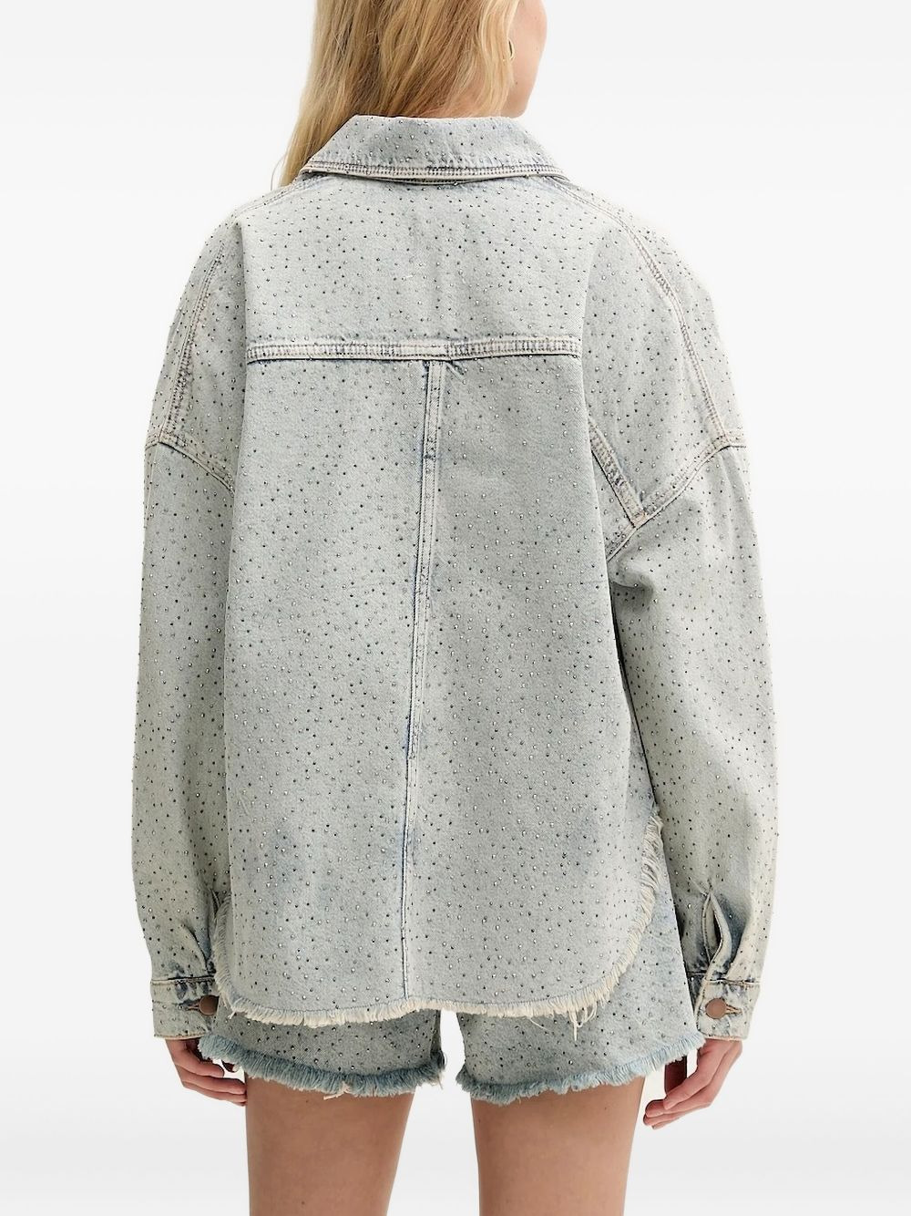 embellished frayed denim jacket - 2