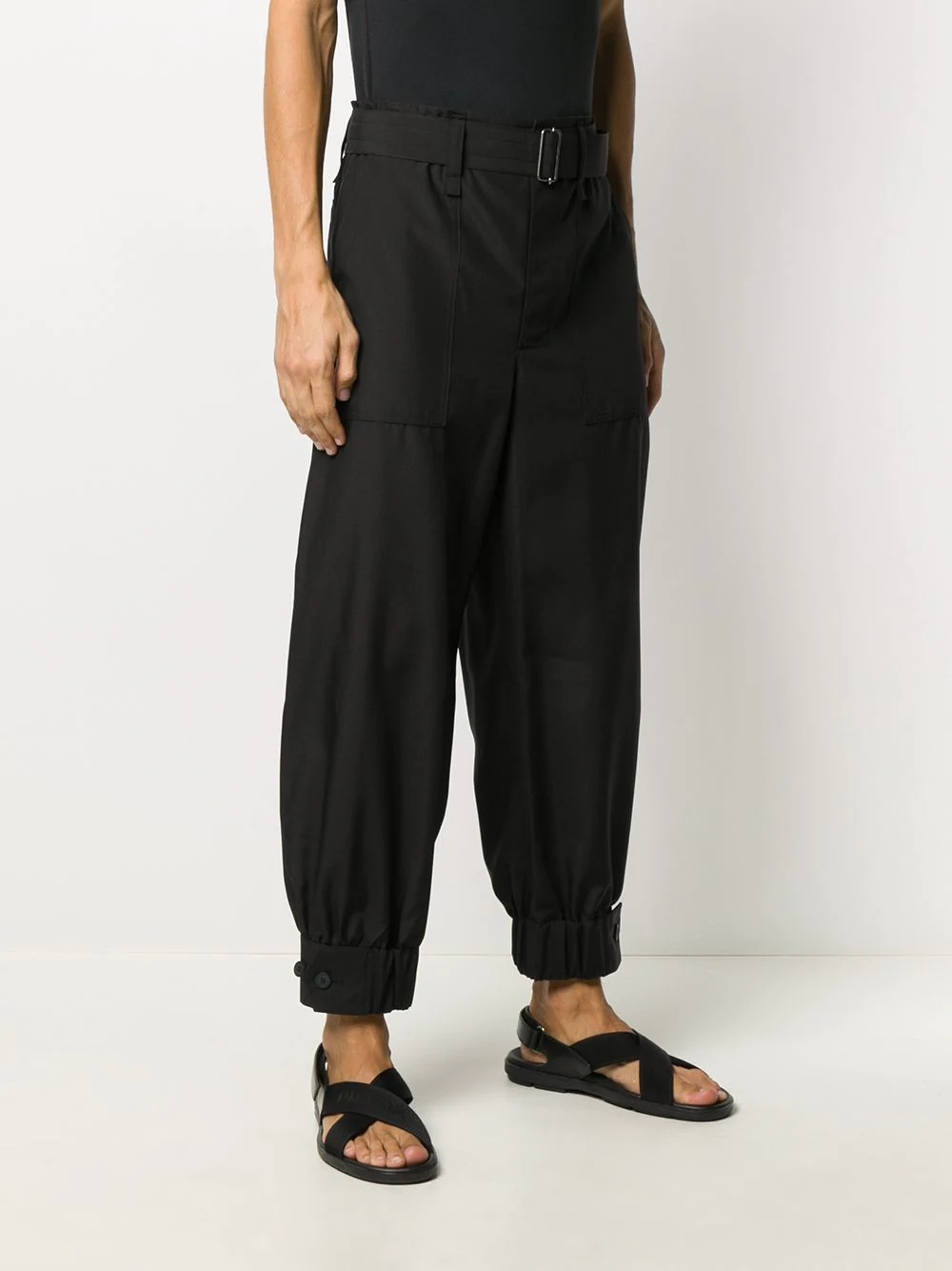 buttoned-ankle tapered trousers - 3