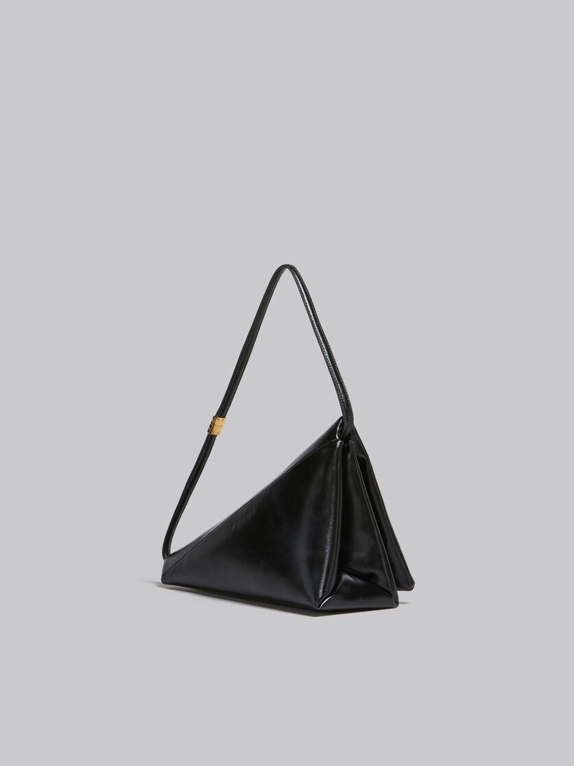 BLACK LEATHER PRISMA TRIANGLE BAG - 3