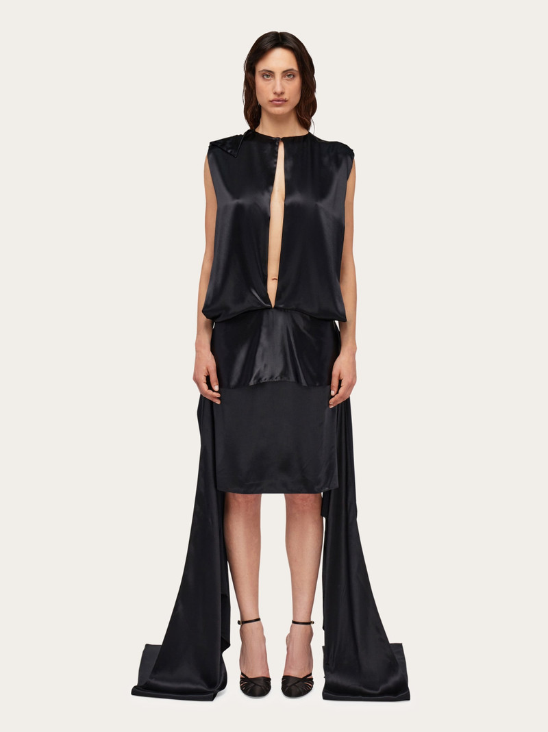 FERRAGAMO Peplum midi dress with horizontal sash outlook
