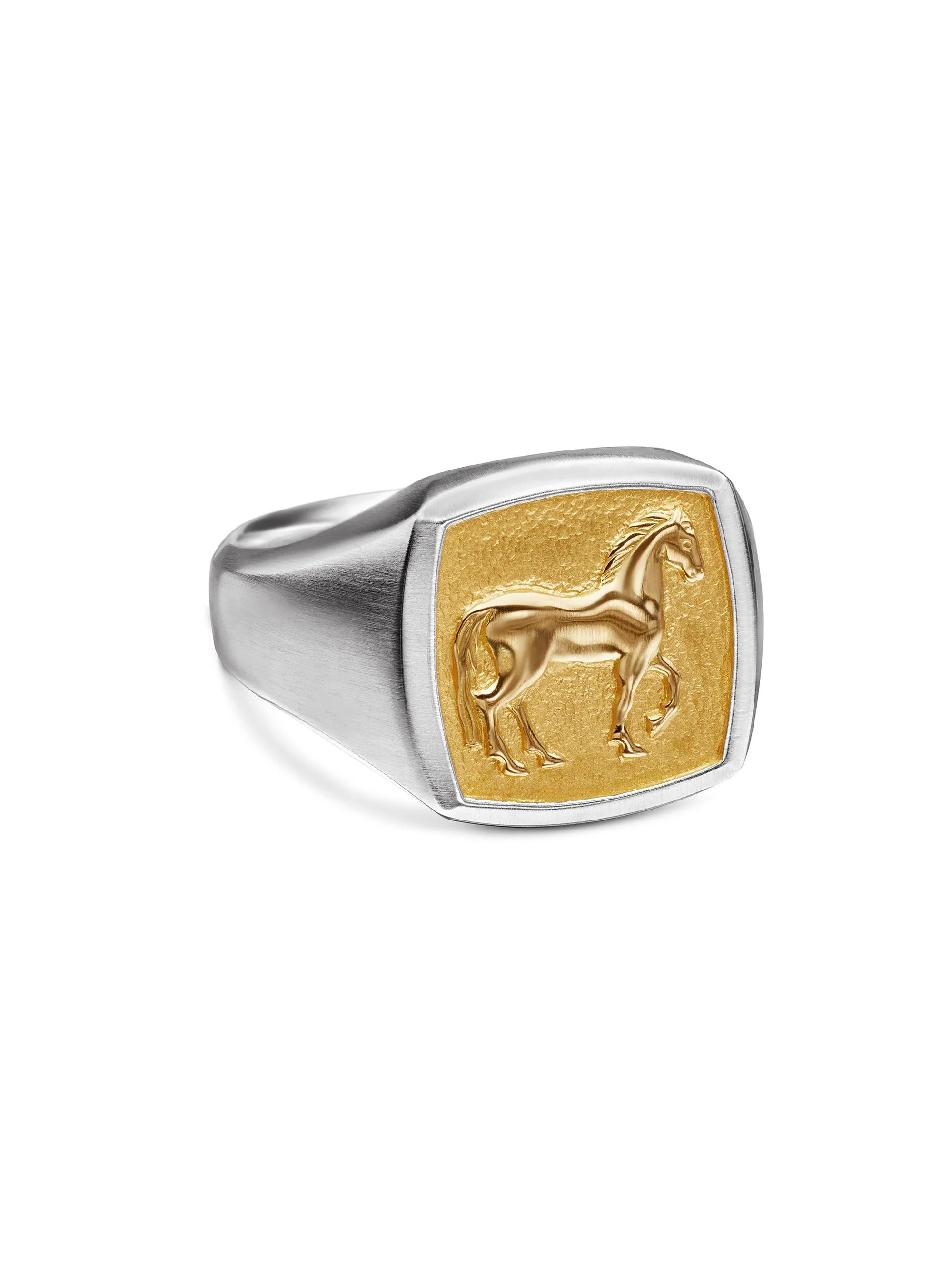 Men's Petrvs Horse Pinky Ring in Sterling Silver and 18K Yellow Gold - Gold - 1