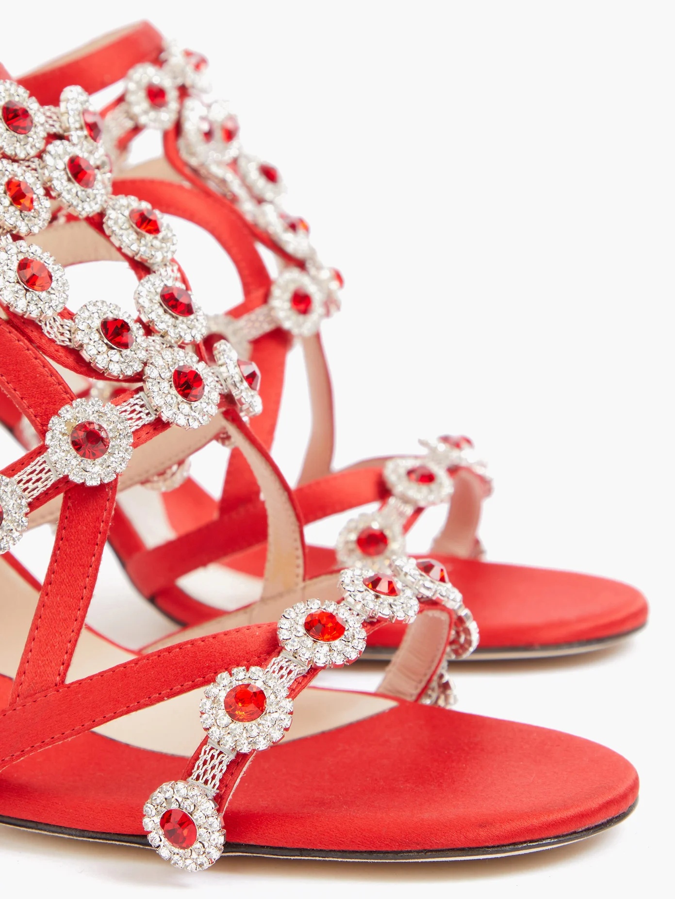 Crystal-embellished satin sandals - 6