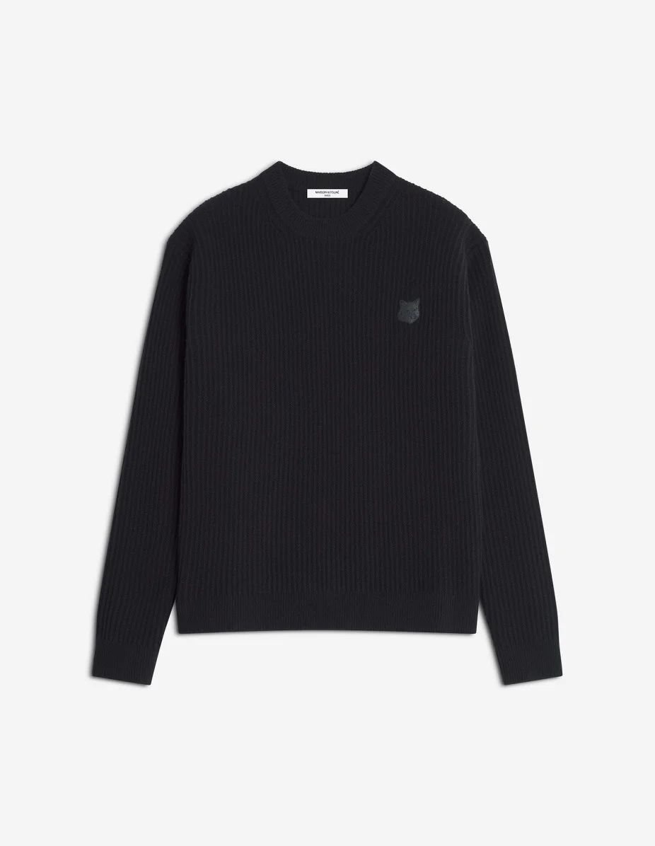 FOX HEAD WOOL RIBBED JUMPER - 1