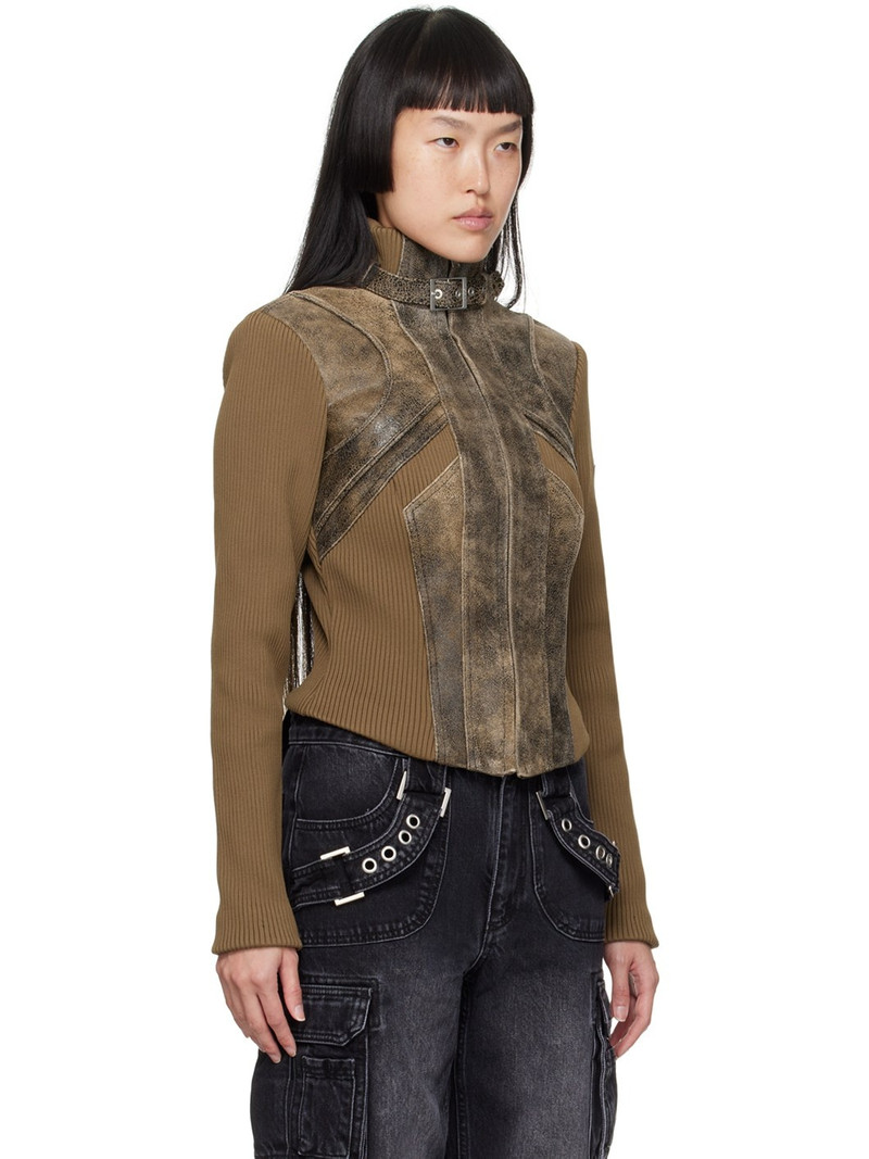 Brown X Leather Jacket 2