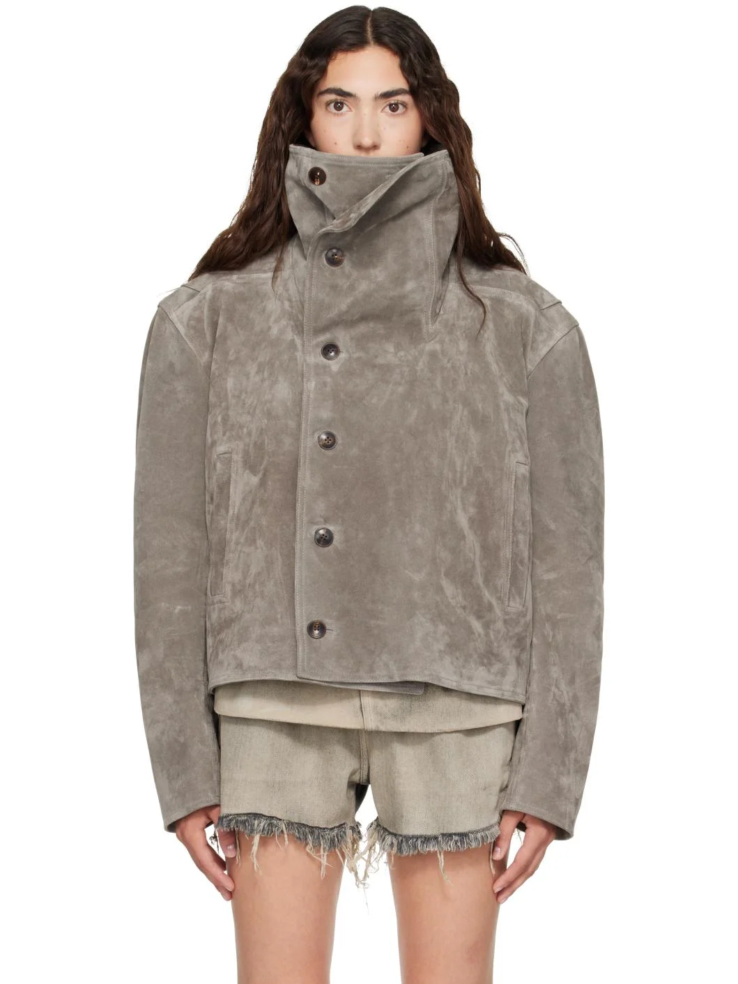 Gray Tower Biker Jumbo Stooges Leather Jacket - 1