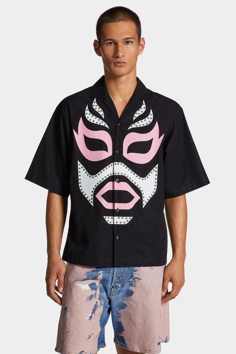 NOTCH COLLAR STUDDED MASK SHIRT - 3