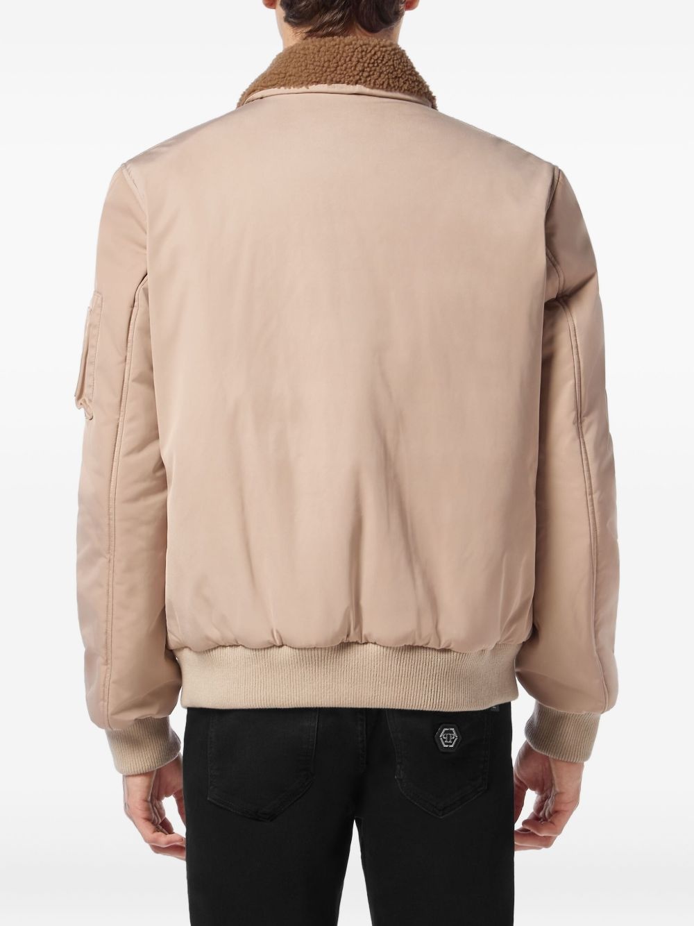 shearling-collar bomber jacket - 4