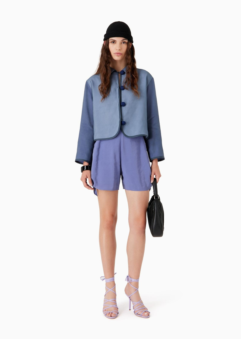 EMPORIO ARMANI Shorts with bows in a flowing, washed matte fabric outlook