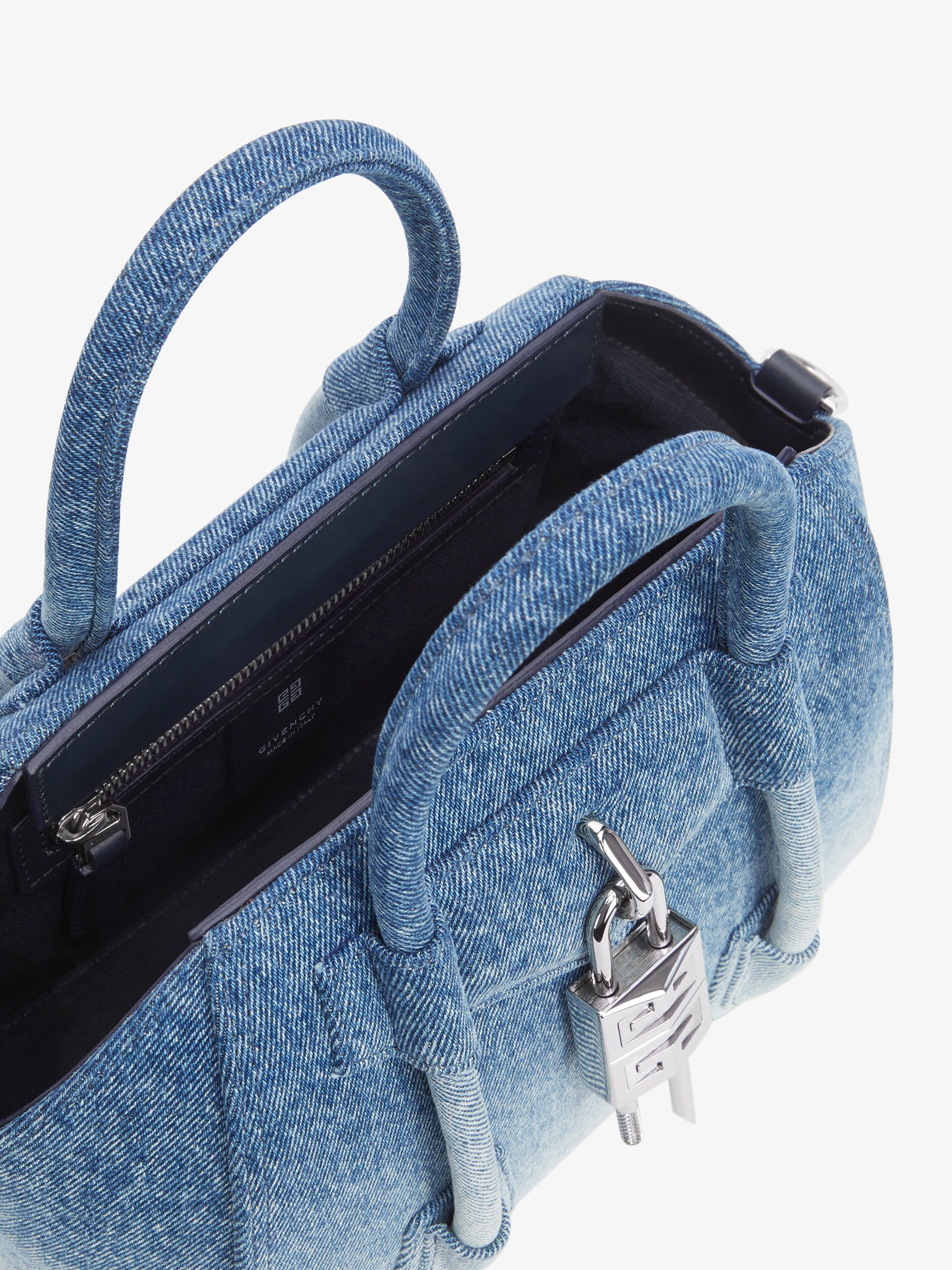 MINI ANTIGONA LOCK BAG IN GRADIENT DENIM - 5