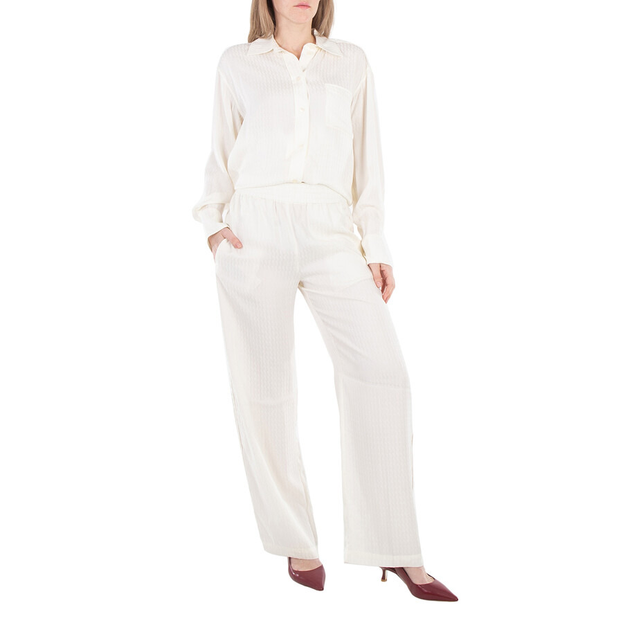 Victoria Beckham Monogram-Jacquard Wide-Leg Trousers - 6