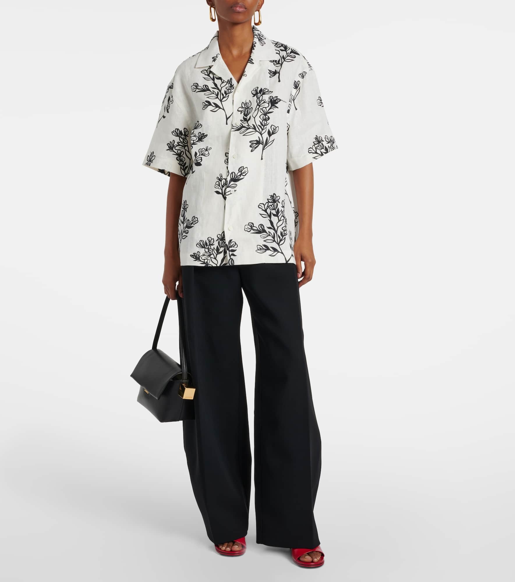 Jean floral linen bowling shirt - 2