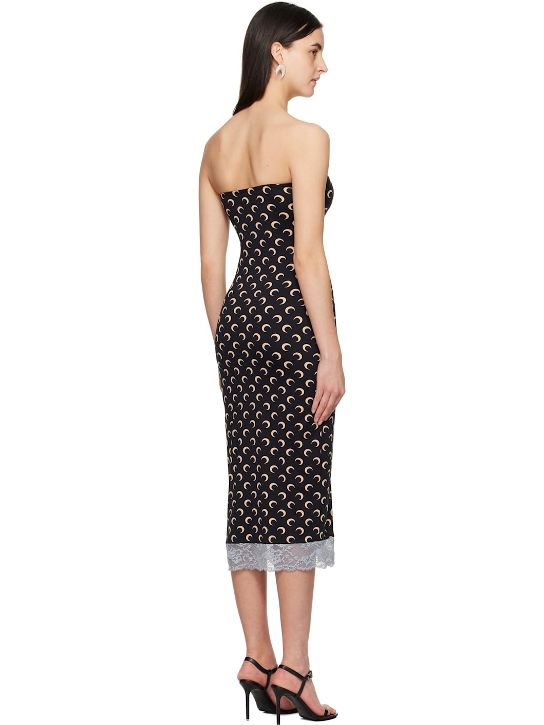 Black Recycled Moon Jersey Bustier Midi Dress - 3