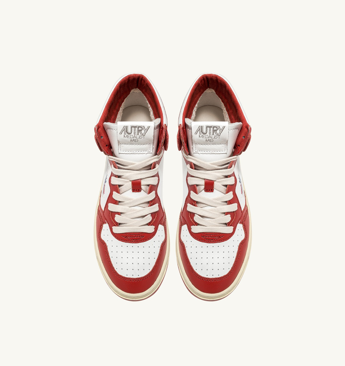 MEDALIST MID BICOLOR SNEAKERS IN WHITE AND RED LEATHER - 7