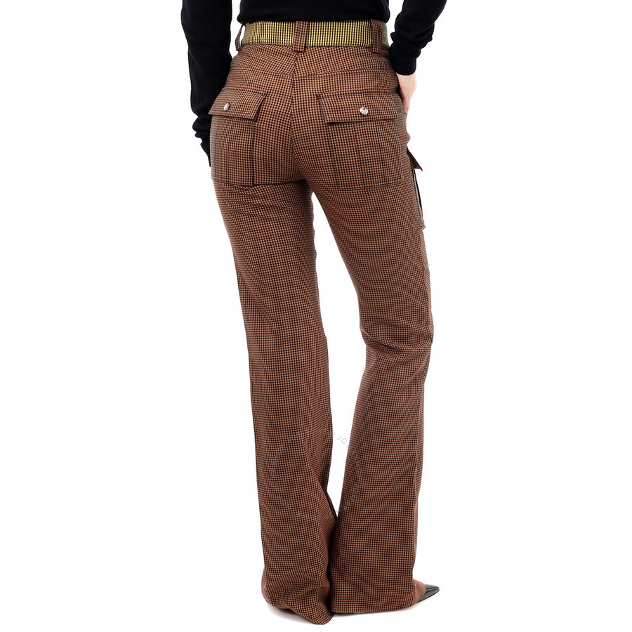 Chloe Ladies In Houndstooth Cotton Wool High-rise Flared Trousers, Brand Size 36 (US Size 4) - 5