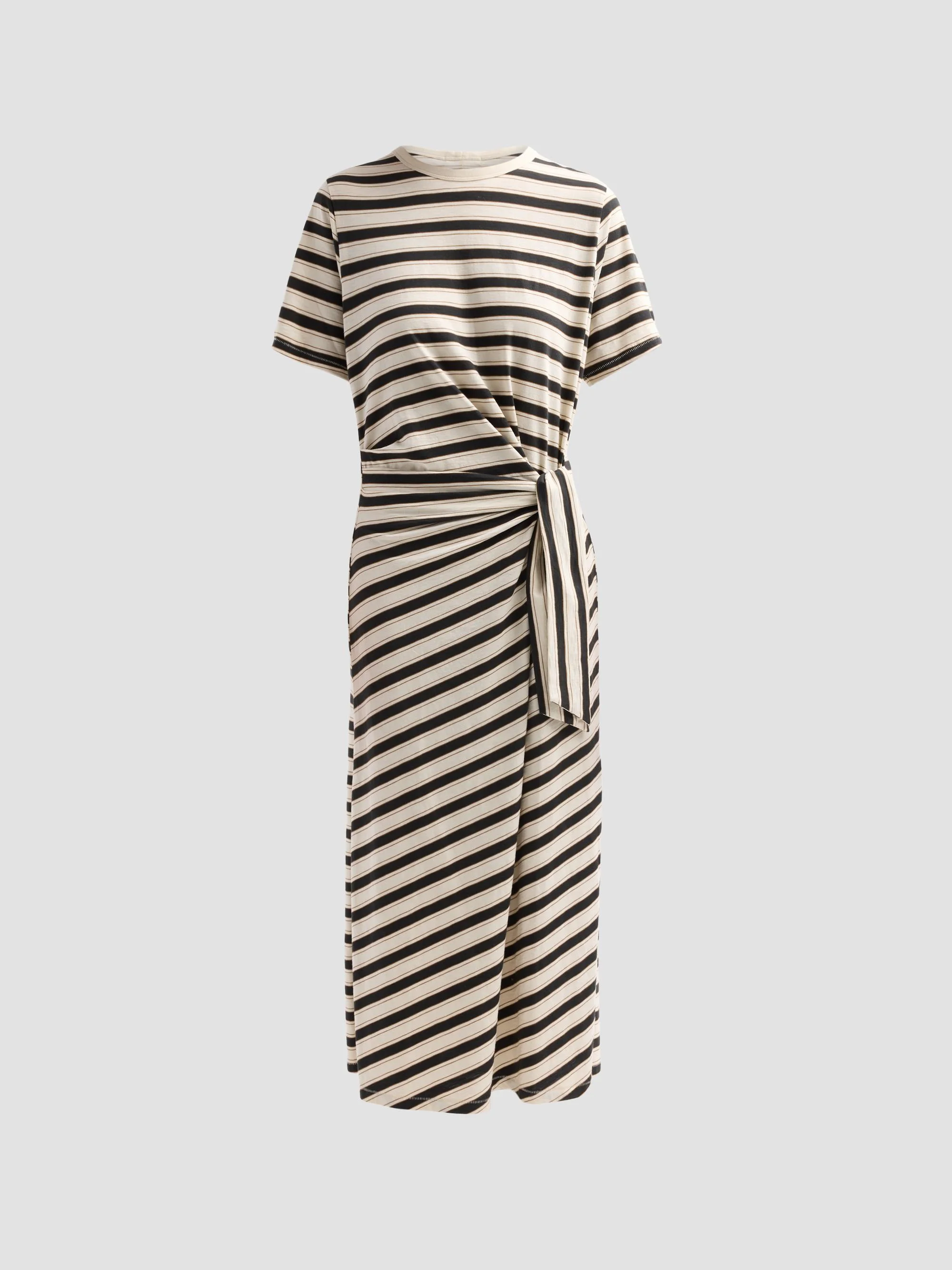 Women's The Slub Striped T-Shirt Midi-Dress - Cream Multi - 1