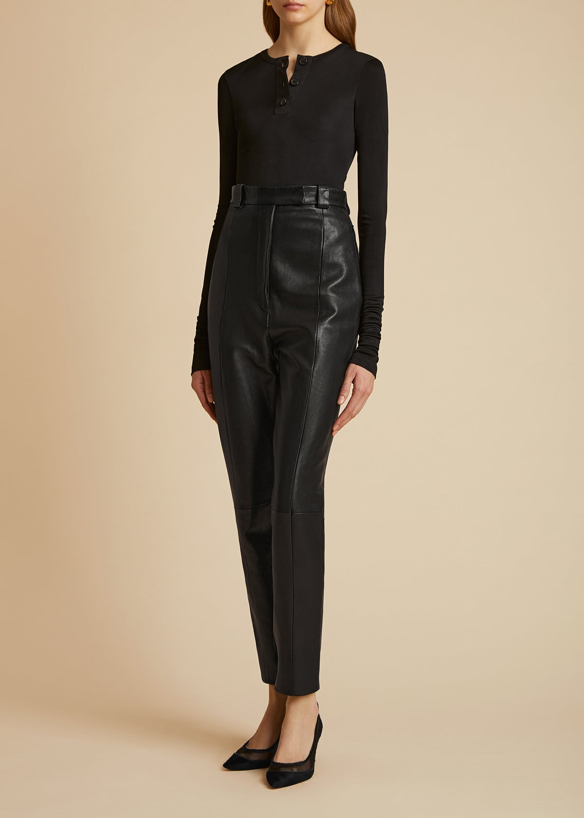 The Waylin Pant in Black Leather - 1