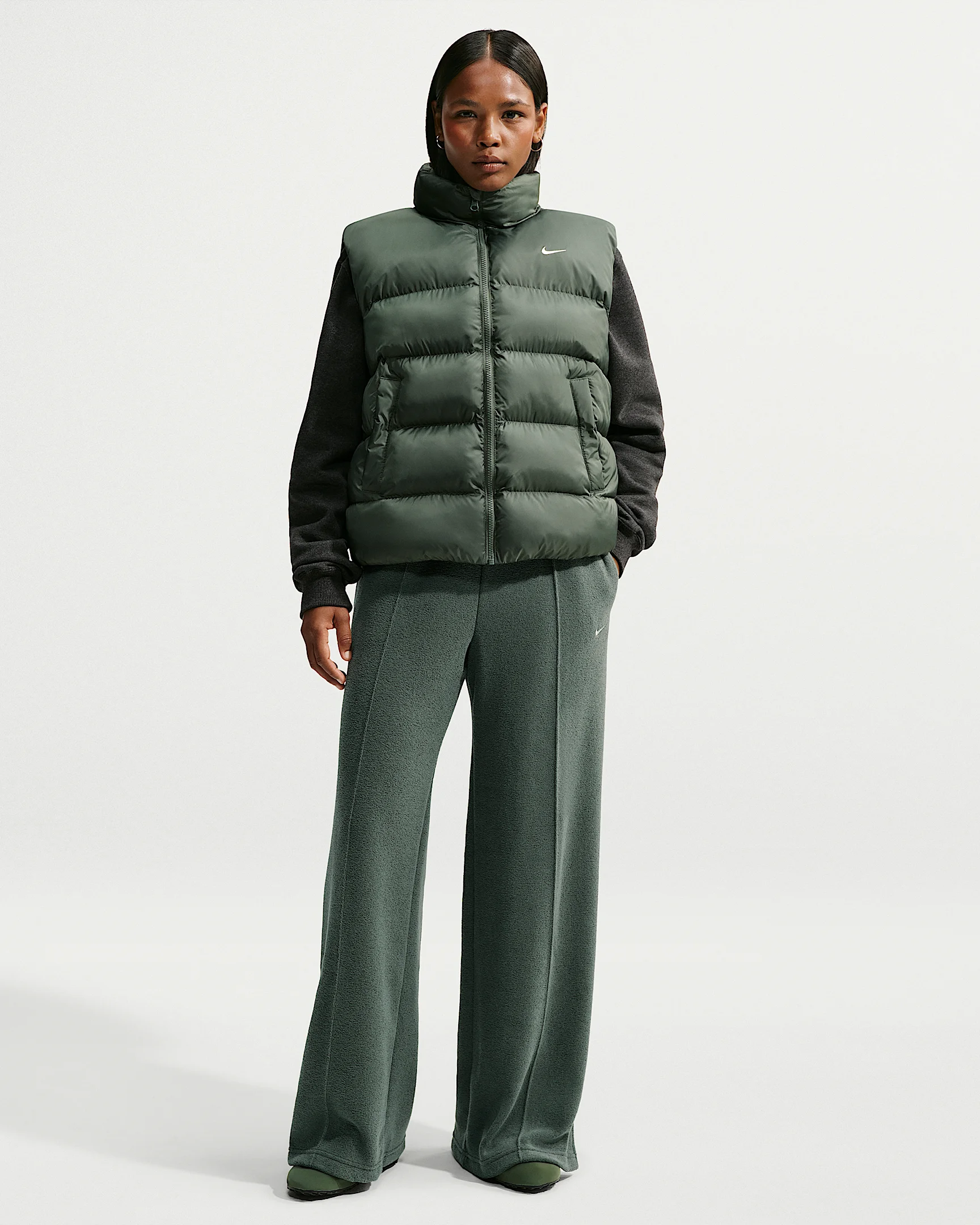 Nike Studio Fleece Medium-Weight Plush Women's Mid-Rise Wide-Leg Pants - 1