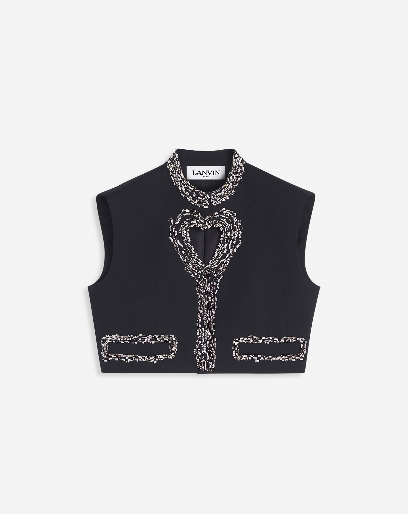 SHORT SLEEVELESS JACKET WITH A HEART DETAIL - 1