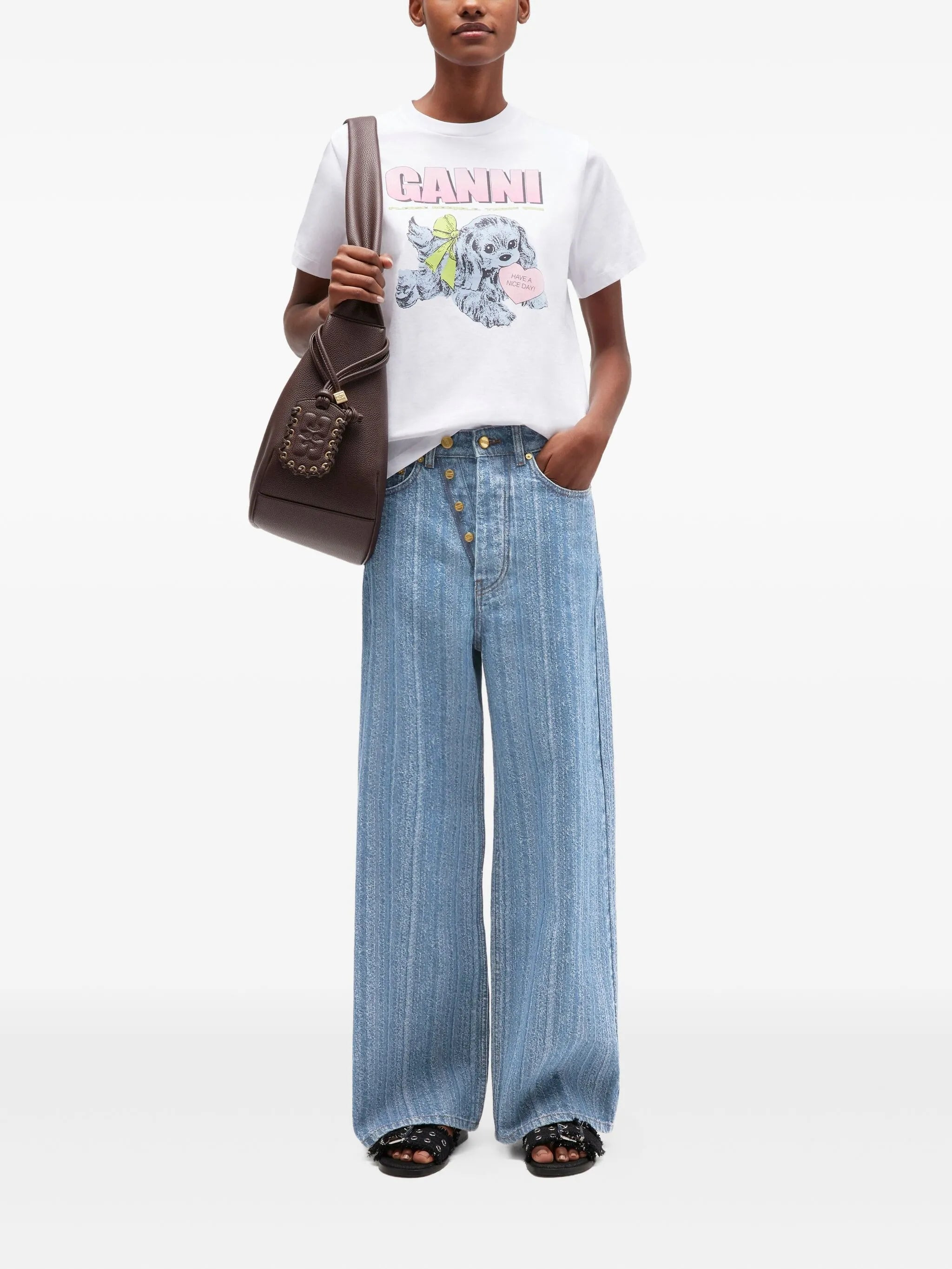 horizontal-pattern deconstructed jeans - 2