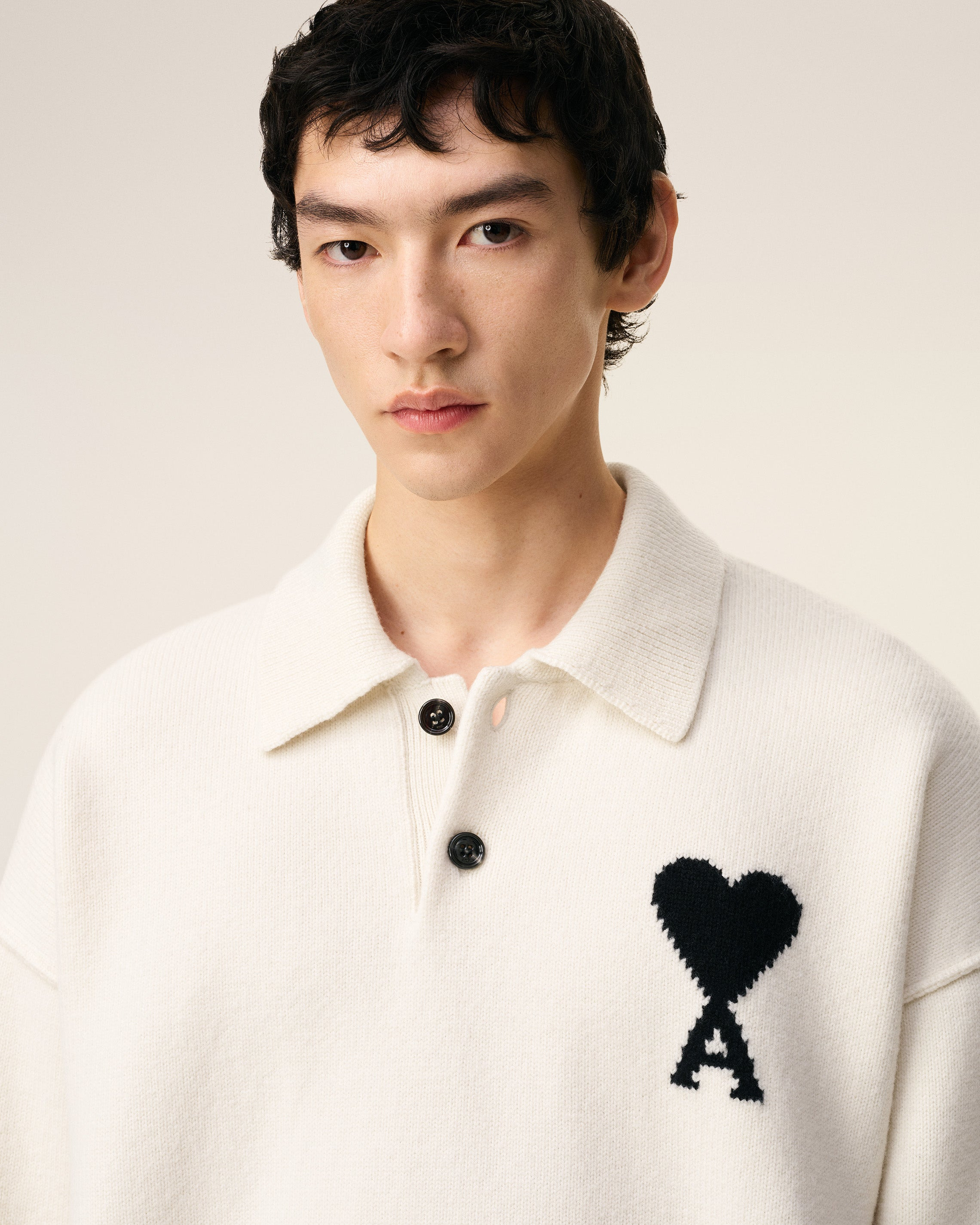WHITE WOOL AMI DE COEUR POLO - 4