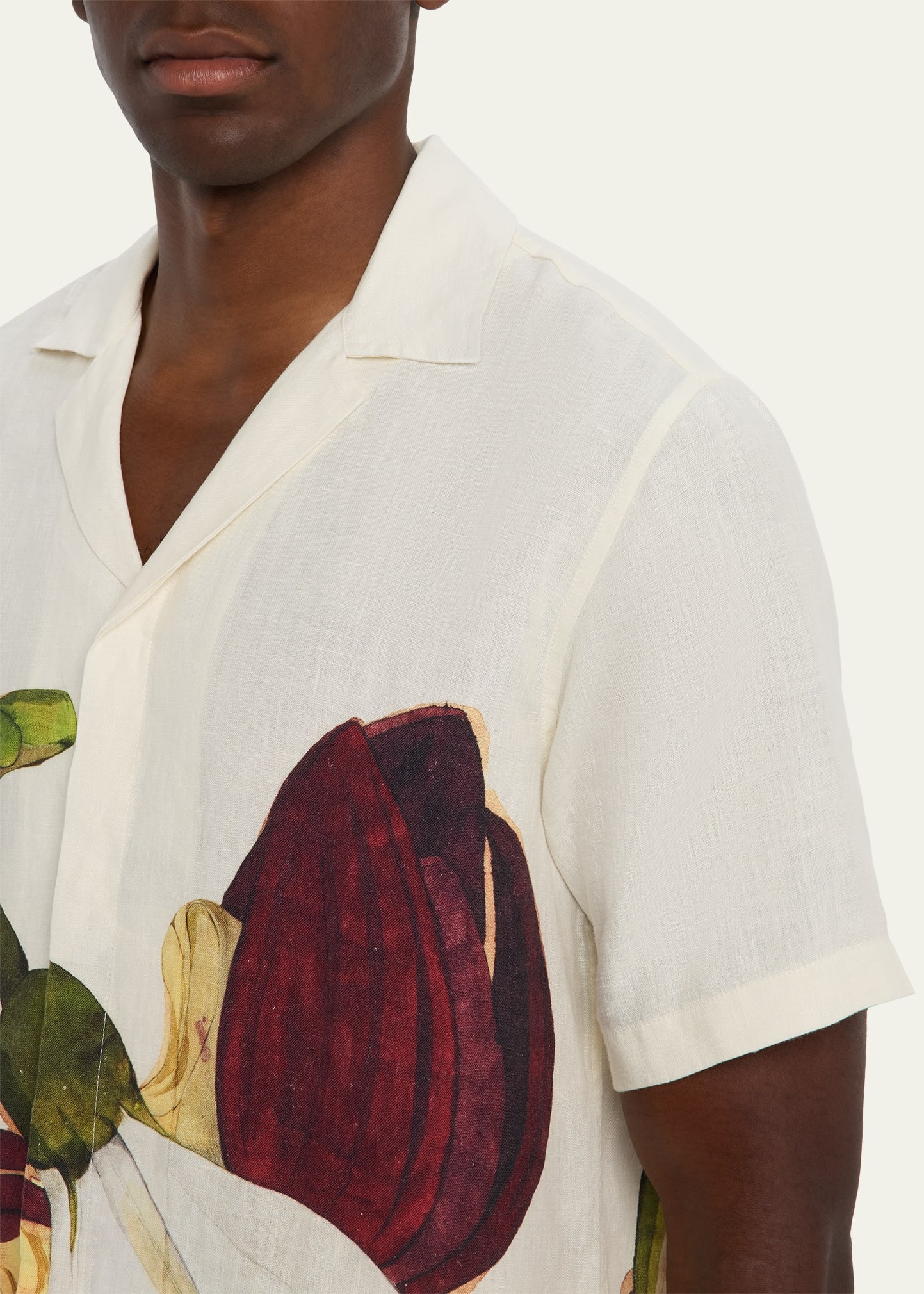 Men's Maitan Linen Orchid-Print Camp Shirt - 5