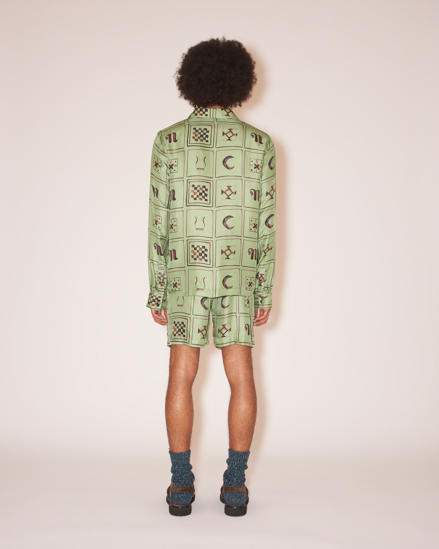 DOXXI - Twill silk shorts - Green Totem - 4