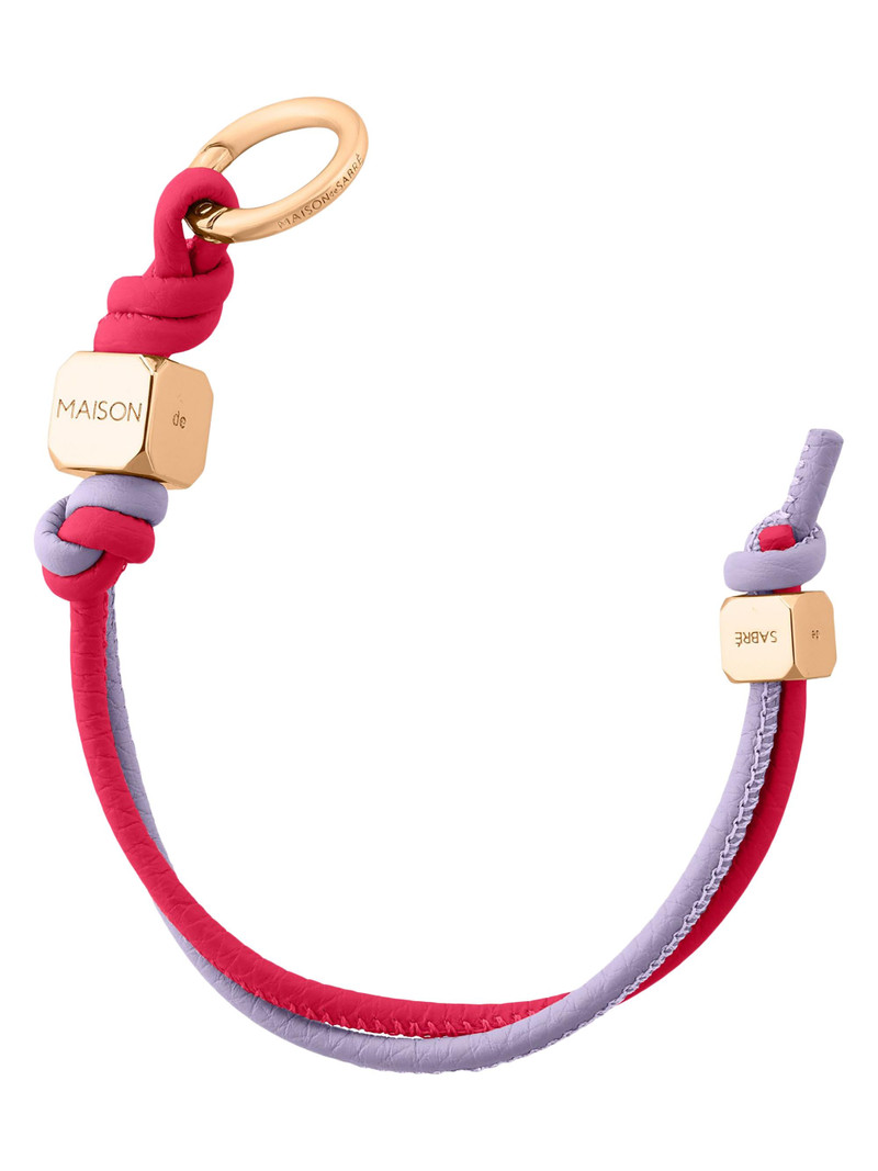 Women's Leather Wristlet Charm - Fuchsia Lavender 4